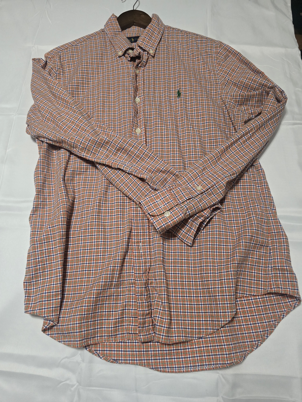 Polo by Ralph Lauren Orange and White Plaid Button-Down Shirt